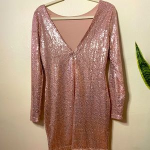 Rose Gold Open Back Sequence Dress